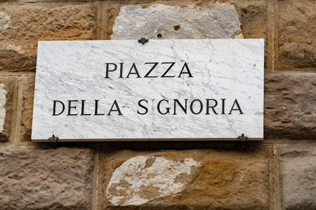 piazza della signoria sign in florenceの写真素材