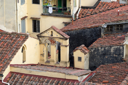 florence italy old houses roofs detail aerial viewの写真素材