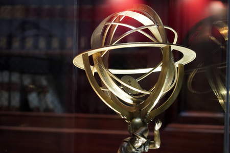 old copper astrolabe detail close up