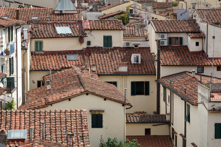 florence italy old houses roofs detail aerial view