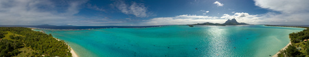 Bora Bora island french polynesia lagoon aerial view panorama landscape