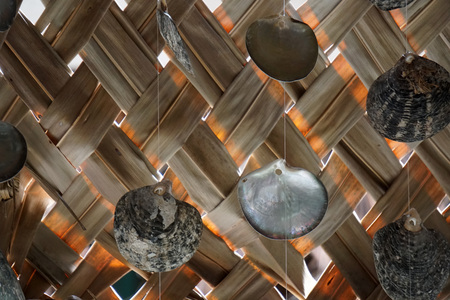 Polynesia shell necklage close upの写真素材