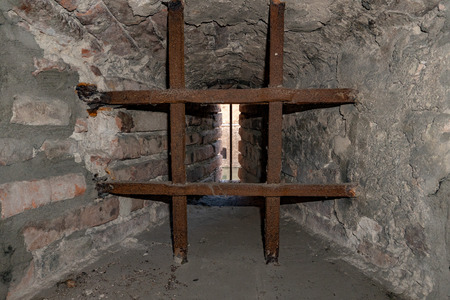 medieval prison iron bars grate detailの写真素材