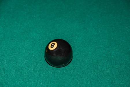 Pool billiard old eight balls table close up