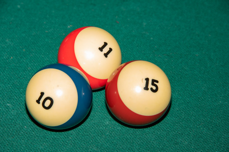 Pool billiard old eight balls table close upの写真素材