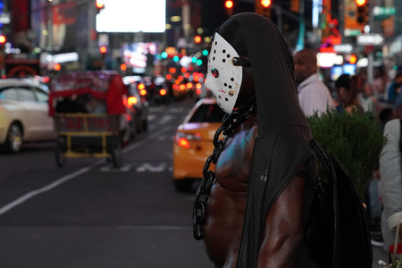 NEW YORK, USA - MAY 25 2018 - Times Square is a major commercial intersection, tourist destination, entertainment center and neighborhood in the Midtown Manhattanのeditorial素材