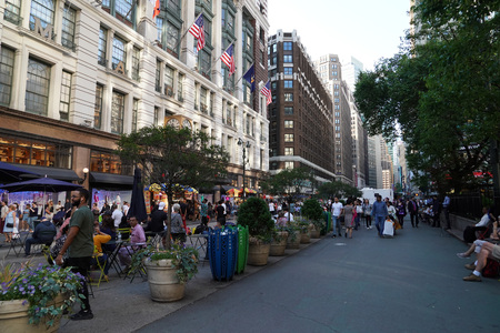 NEW YORK, USA - MAY 25 2018 - Times Square is a major commercial intersection, tourist destination,...