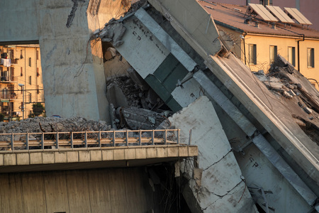 morandi collapsed bridge in genoa italyの写真素材
