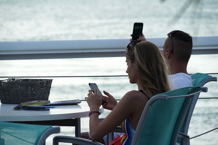 KEY WEST, USA - NOVEMBER 5, 2018 - town full of tourist for beautiful sunset showのeditorial素材