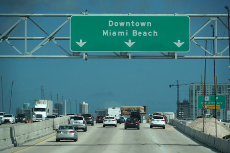 MIAMI, USA - NOVEMBER 5, 2018 - Miami Florida congested highways with many cars transit every dayのeditorial素材