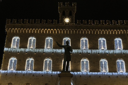 Chiavari historical medieval village street lights for christmasのeditorial素材