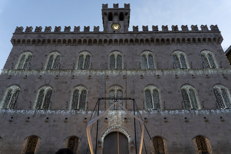 Chiavari historical medieval village street lights for christmasのeditorial素材