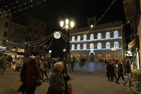 CHIAVARI, ITALY - DECEMBER 23, 2018 - Historical medieval town is full of people for christmas. The...