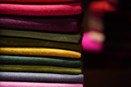 different color felt fabric detail in Germanyの写真素材