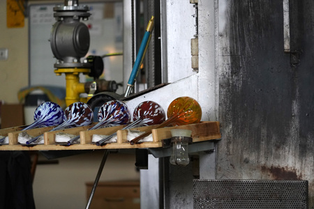 glass blow factory detail of workの写真素材