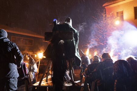 NEUSCHOENAU, GERMANY - JANUARY 5 2019 - Traditional Lousnacht night celebration. Once per year...
