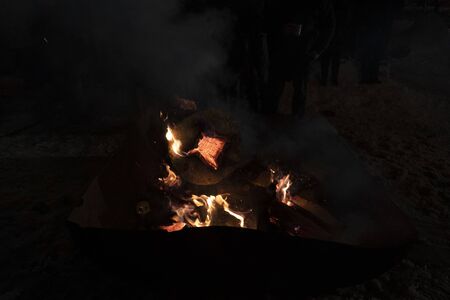 NEUSCHOENAU, GERMANY - JANUARY 5 2019 - Traditional Lousnacht night celebration. Once per year forest spirit Waldgeister come in Bavaria village .on which wild dances are supposed to drive away the winter spirits.のeditorial素材