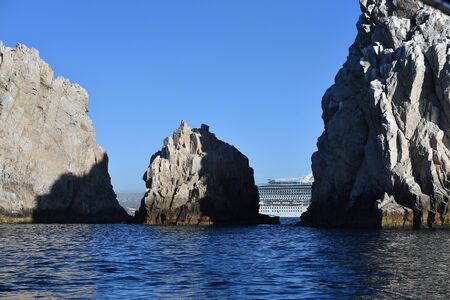 CABO SAN LUCAS, MEXICO - JANUARY 25 2018 - Cabo is an anchor port for all cruises sailing on Mexico's Riviera itineraries. There's no cruise pier, so all ships must anchor and tender passengers to the portのeditorial素材