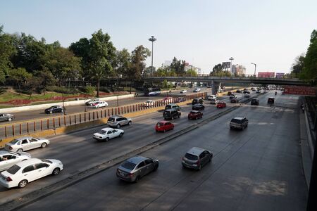 MEXICO CITY, MEXICO - FEBRUARY 3 2019 - Mexican metropolis with more than 25 milions of inhabitants mexico city street are every day a traffic jamのeditorial素材
