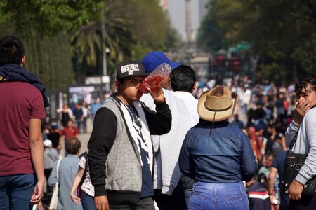 MEXICO CITY, FEBRUARY 3 2019 - Chapultepec is one of the largest city parks in the Western Hemisphere. Every sunday thousand of local mexican crowd the Castle and zooのeditorial素材