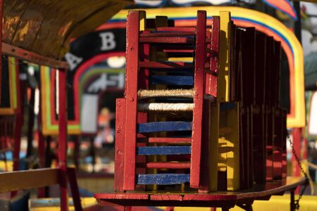 MEXICO CITY, MEXICO - JANUARY 30 2019 - Xochimilco the mexican little venice attract tourists and other city residents to ride on colorful gondola-like boats around the 170 km of canalsのeditorial素材