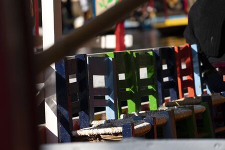 MEXICO CITY, MEXICO - JANUARY 30 2019 - Xochimilco the mexican little venice attract tourists and other city residents to ride on colorful gondola-like boats around the 170 km of canalsのeditorial素材