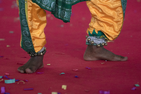 Indian traditional dancer foot detail