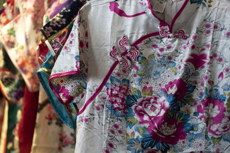 many japanese kimono dress at the market detailの写真素材