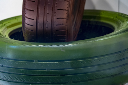 many colors car tires detailの写真素材