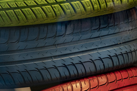 many colors car tires detailの写真素材