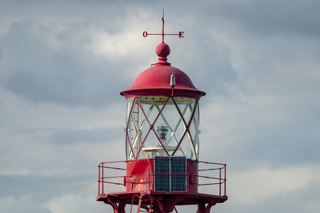 old red lighthouse detail close up
