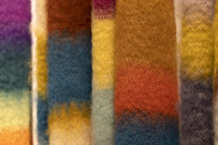 many colors wool scarf detail close up hand madeの写真素材
