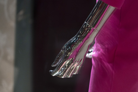 Pink dressed Silver woman mannequin hand detailの写真素材