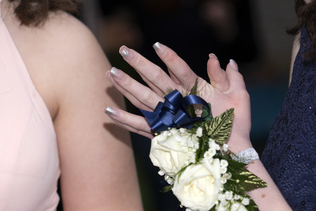 Prom young teenager boys and girls hands detailの写真素材