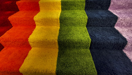 Rainbow peace colors fitted carpet stairway