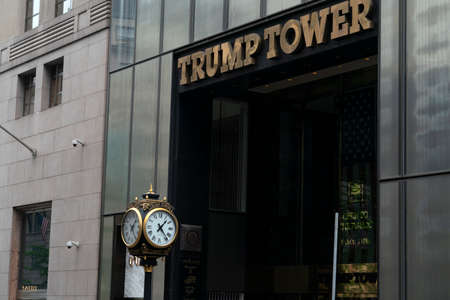 NEW YORK - USA - MAY 5 2019 - people at Trump Tower  new city symbol after Donald Trump was elected...