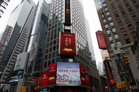 NEW YORK - USA  MAY 4 2019 - Times square full of tourists