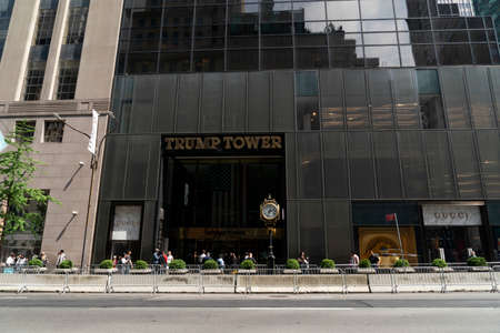 NEW YORK - USA - MAY 5 2019 - people at Trump Tower  new city symbol after Donald Trump was elected...