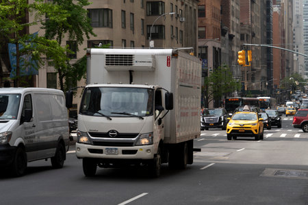 NEW YORK, USA - MAY 5 2019 - NYC streets in Manhattan are congested with traffic jamのeditorial素材