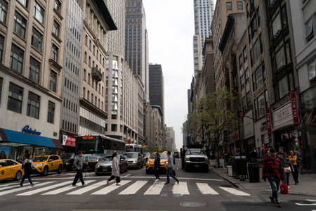 NEW YORK, USA - MAY 5 2019 - NYC streets in Manhattan are congested with traffic jamのeditorial素材
