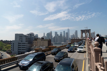 NEW YORK, USA - MAY 5 2019 - NYC streets in Manhattan are congested with traffic jamのeditorial素材