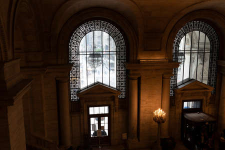 NEW YORK, USA - MAY 4 2019 - Interior of Public Library on 5th avenue open to public and tourists