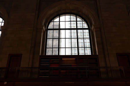 NEW YORK, USA - MAY 4 2019 - Interior of Public Library on 5th avenue open to public and tourists