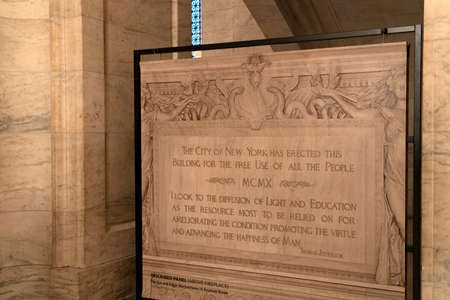 NEW YORK, USA - MAY 4 2019 - Interior of Public Library on 5th avenue open to public and touristsのeditorial素材