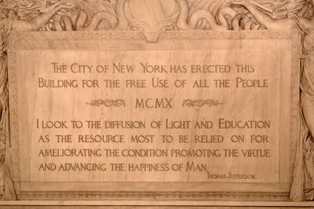 NEW YORK, USA - MAY 4 2019 - Interior of Public Library on 5th avenue open to public and touristsのeditorial素材