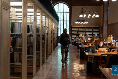 NEW YORK, USA - MAY 4 2019 - Interior of Public Library on 5th avenue open to public and touristsのeditorial素材