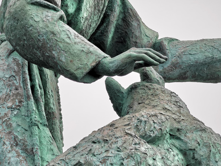 saint francis statue in monterosso Pictoresque village of cinque terre italyの写真素材