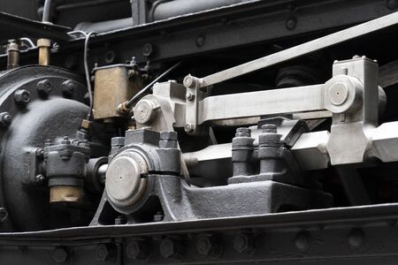old steam train wheels detail close upの写真素材