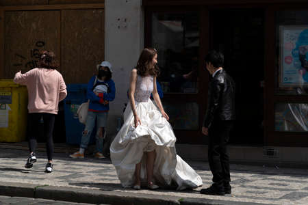 PRAGUE, CZECH REPUBLIC - JULY 15 2019 - Medieval town famous landmarks of the cirt are full of tourist in summer timeのeditorial素材