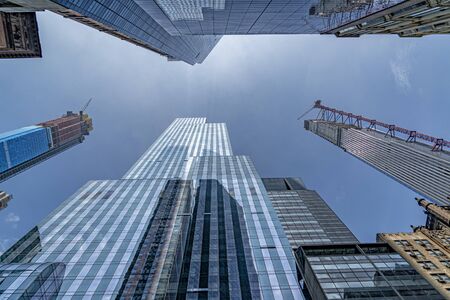 new york shining skyscrapers windows reflectionの写真素材
